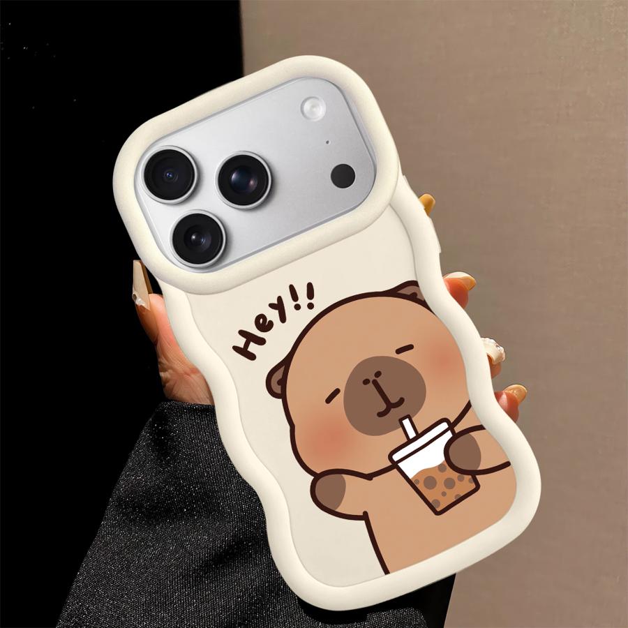 Case for iPhone XR 14 16 Pro Max 12 17 Air 13 11 15 Plus 8 Soft Phone Cover Cute Cartoon Capybara