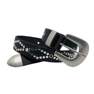 Cowgirl Belt Waist Band For Jeans And Dresses With Decorative Metal Rivets Studded for Theme Event Hiphop Dance