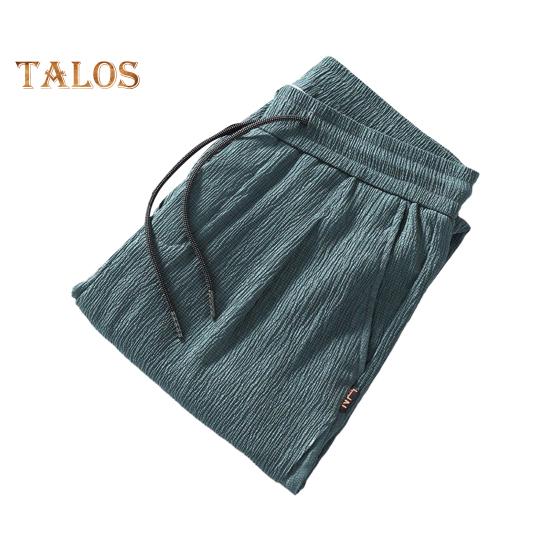 Men Ninth Pants Drawstring Elastic Waist Straight Leg Loose Solid Color Pockets Plus Size Daily Wear Casual Sport Trousers Long Sweatpants