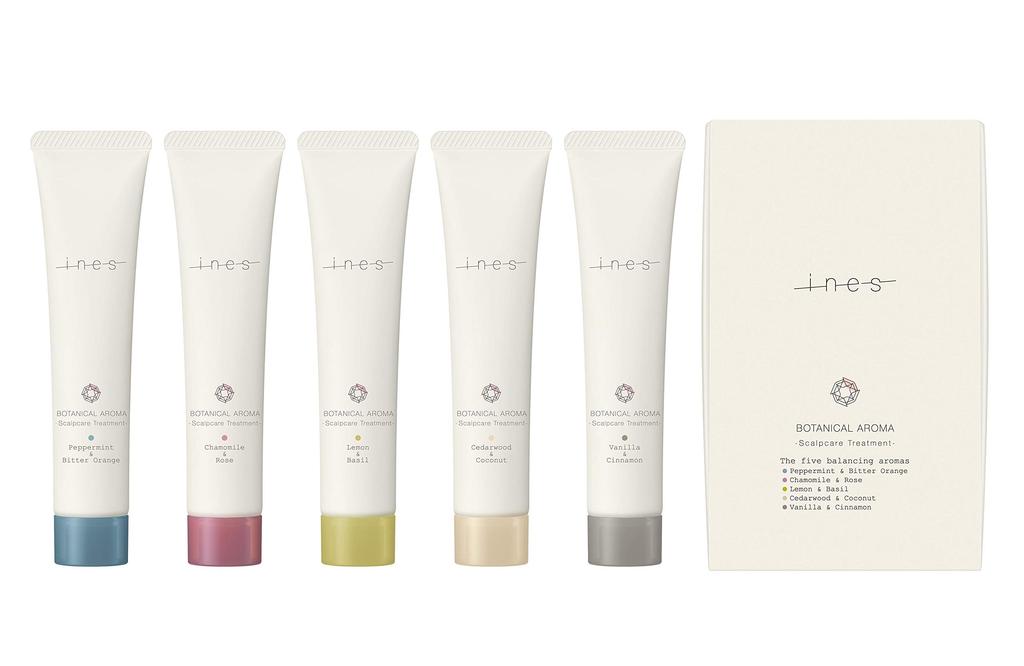 Ines Botanical Aroma Care 5 Assorted Scents Scalp Beauty Scalp Care 40g X 5 Peppermint Bitter Orange Chamomile Rose Lemon Basil Cedarwood Coconut