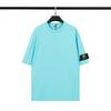 Stoneh Classic Patch Solid Color T-Shirt Men Women High Street Basic Short Sleeve Crewneck Casual Top
