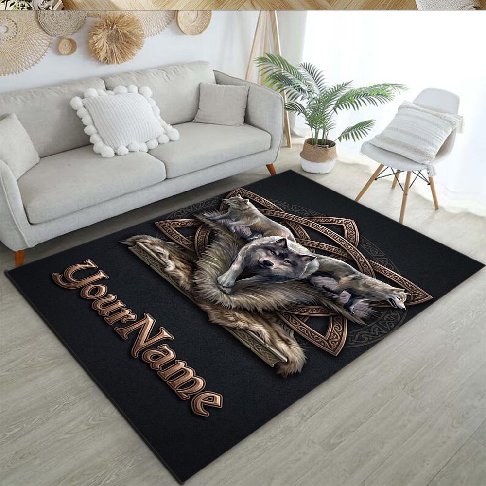 Gothic Illustrations Customizable Name Floor Rug Office Rug Design for Bedrooms Dining Room Kitchen Living Rooms Antislip Carpet Office Home Decor