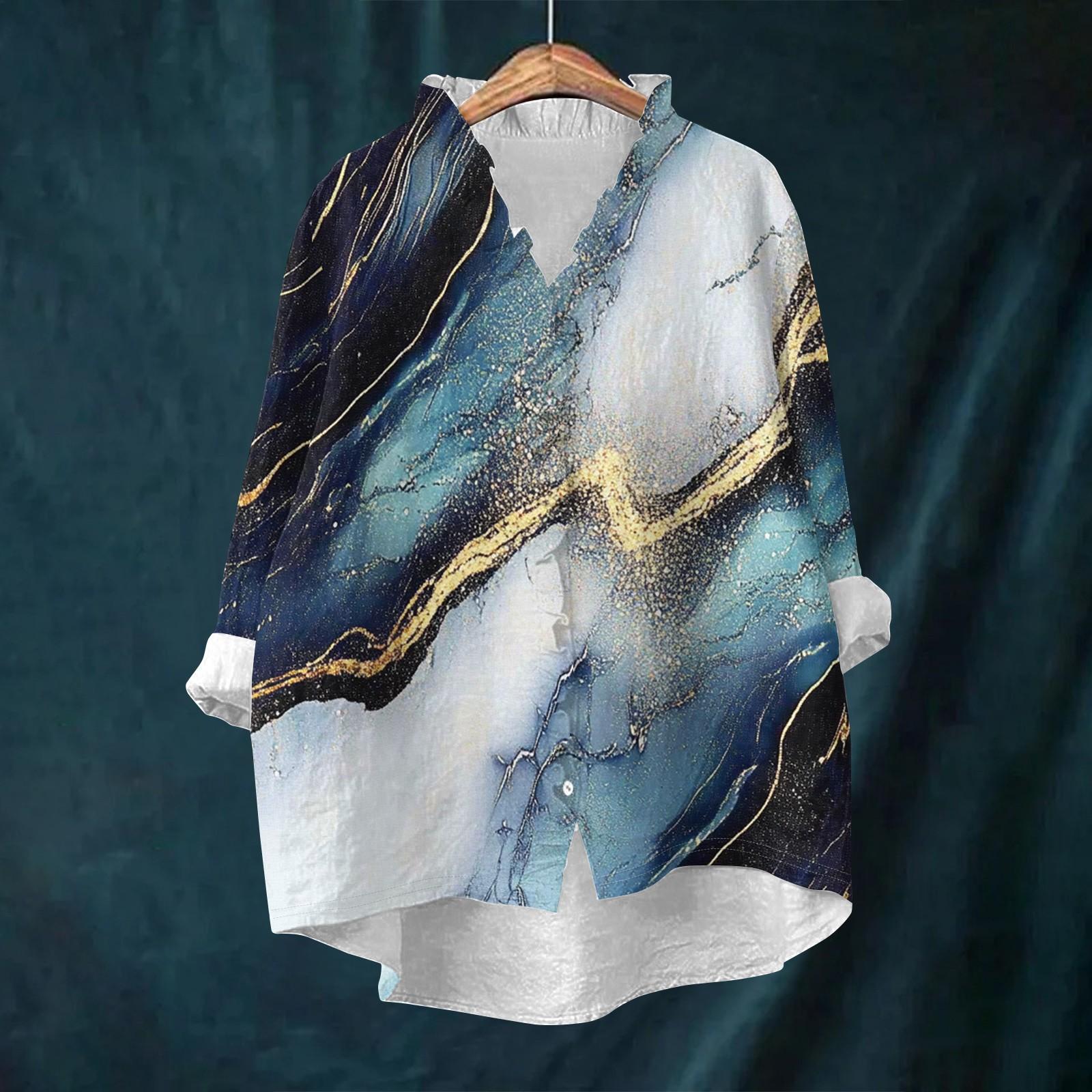 

Женский свободный топ с оборками, в стиле ретро, с цветочным принтом, воротником-стойкой и длинными рукавами, из хлопка и льна L