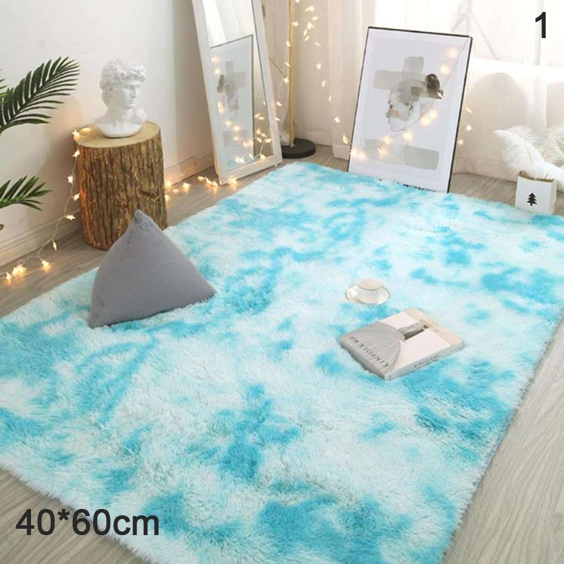 Silk Wool Carpet Tie-dye Shaggy Thickened Round Non-slip Floor Mat Home Bedroom Coffee Table