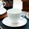 White Bone China Coffee Cup and Saucer, Lightweight Porcelain Espresso Cups with Gold Trim,Ceramic Tea Cup Coffee Mug,1 Set