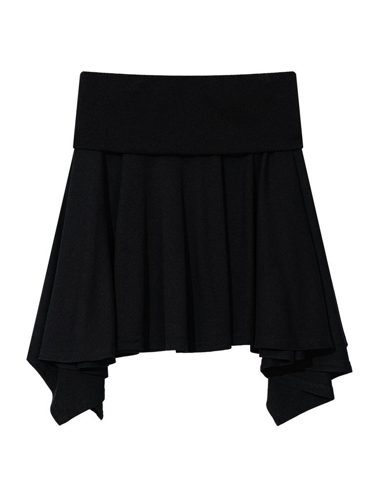 Eogeulliswedou Soft Contrast Flare Skirt (Black)