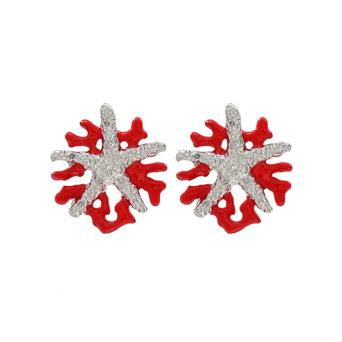 

Fashion Metal Coral Starfish Stud Earrings ZAA New Women s Simple Exaggerated Earrings Daily Zircon Accessories медный