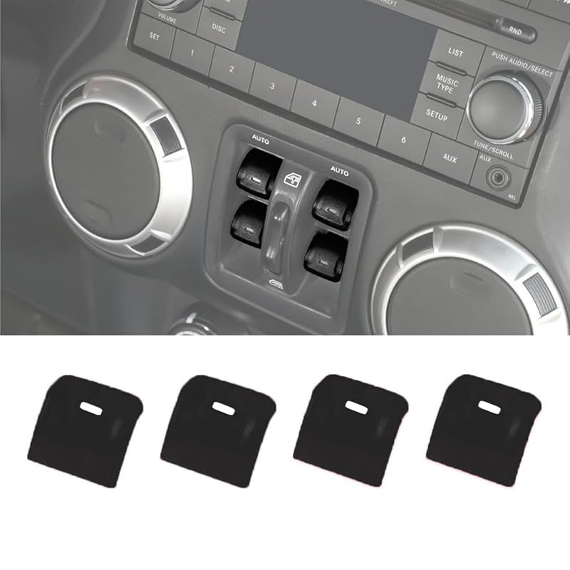 4PCS Upgraded Window Switch Button Cover Compatible with 2012-2017 Jeep Wrangler JK JKU (red)