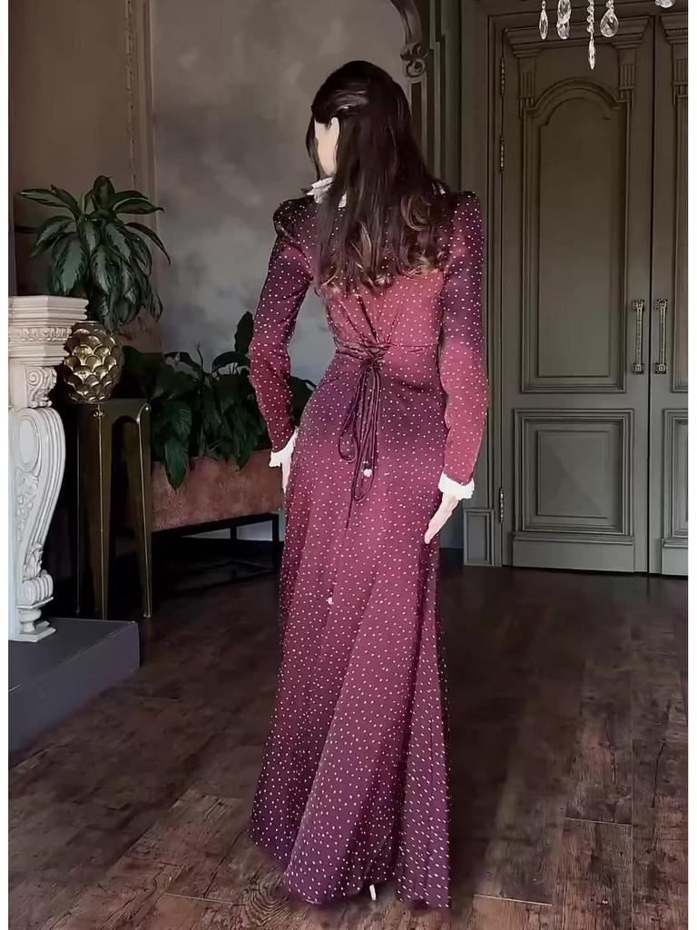 2026 European-American Lapel Print Long Sleeve Slimming Bodycon Dress