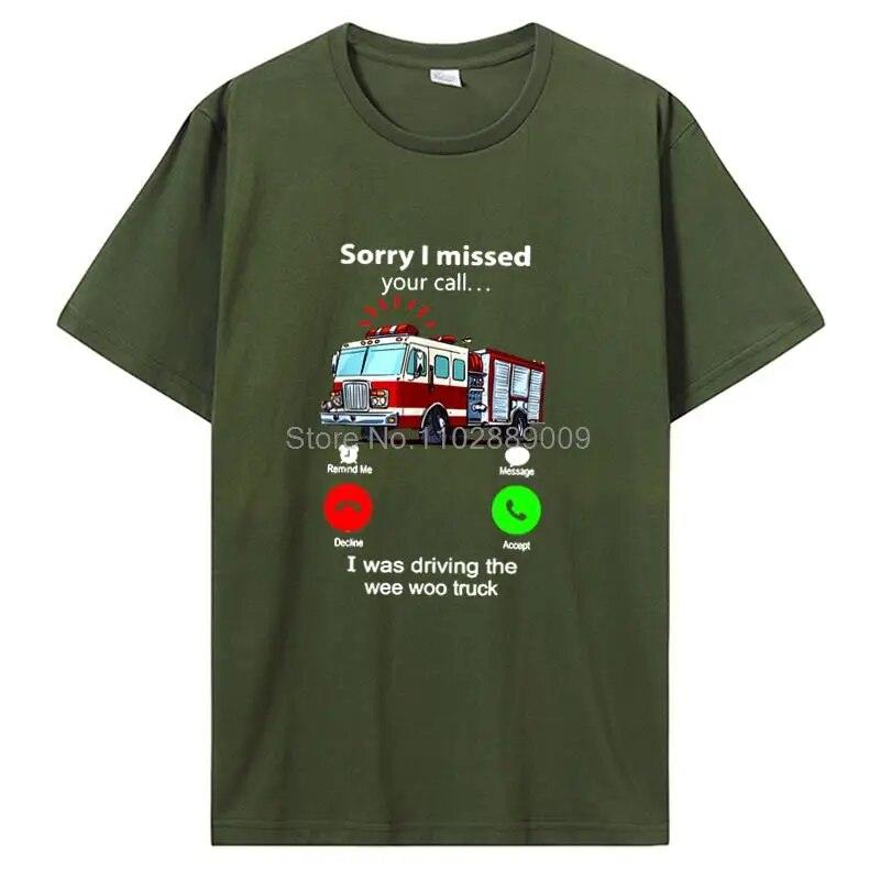 

Извините, я пропустил ваш звонок, я ехал Ви Ву, футболка с пожарной машиной, футболка «Пожарный, перестрелка», подарок на день рождения, забавная футболка, хлопковые футболки 3XL