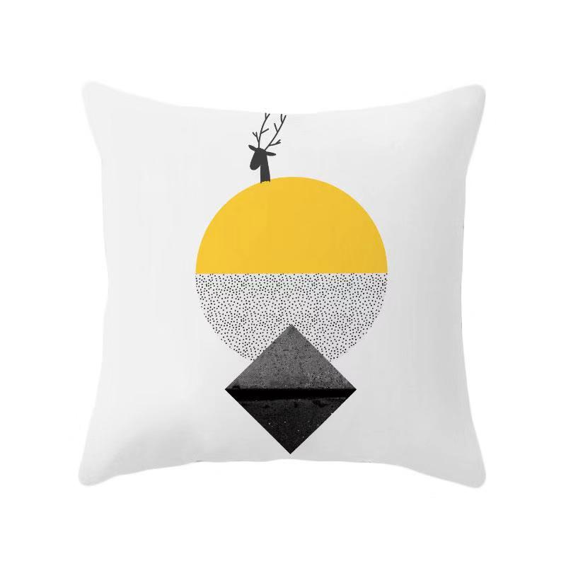 Yellow Geometric Theme Throw Pillow Covers With Digital Printing Of Short Plush Fabric Car-Shaped Sofa Cushion Office Home Decor