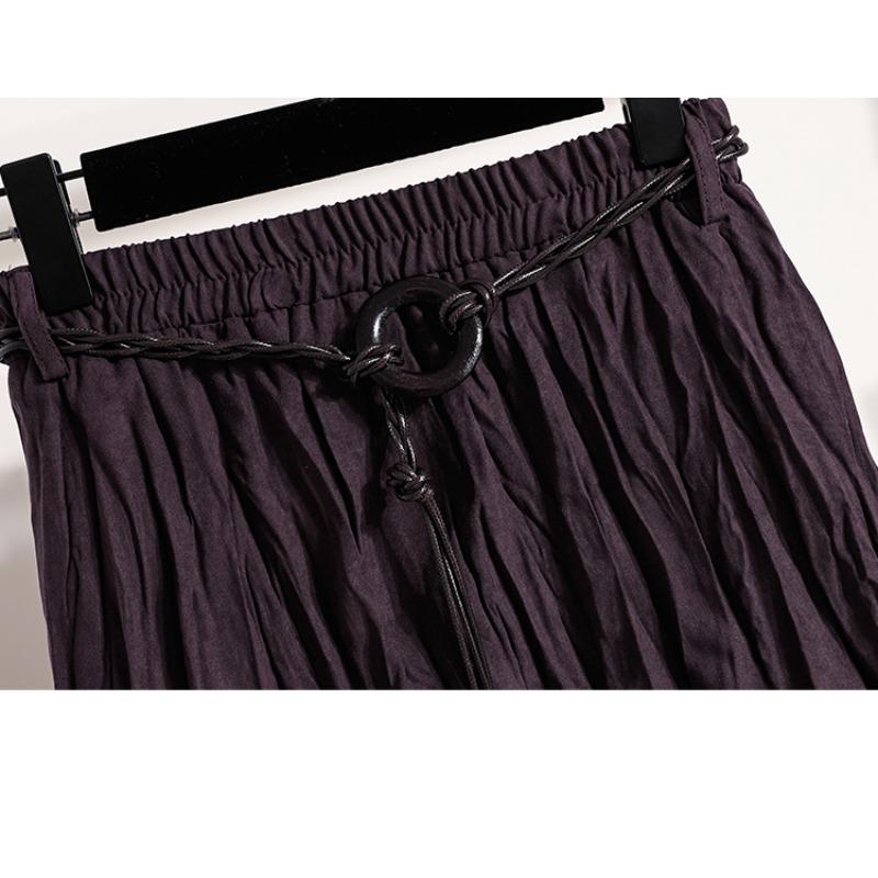 DIMANAF Plus Size Women Long Skirts Loose Casual Elastic Waist Solid Fashion Lady Autumn Clothing 2025