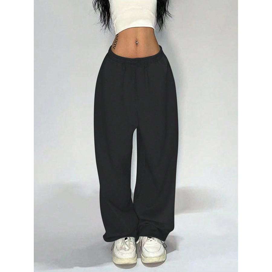 

Hip Hop Straight Leg Casual Pants Women Summer New Style Loose Solid Color Wide Leg Trendy Versatile Long Pants XXL чорний