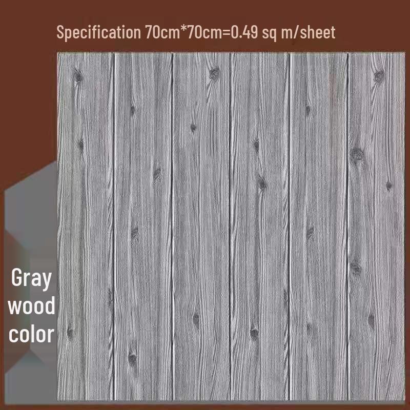 3D Wood Grain Self-Adhesive Wall Stickers: Soft, Anti-Collision Wallpaper for Bedroom Decor