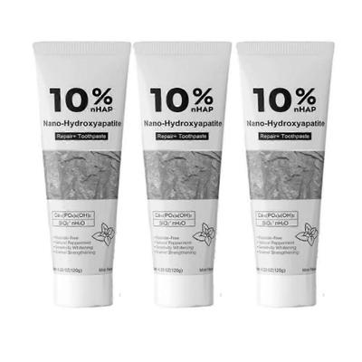 3x 10% HAP Nano Hydroxyapatitová zubní pasta Bez fluoridů Oprava skloviny Bělicí zubní pasta, Cool Mint Osvěžující dech méně