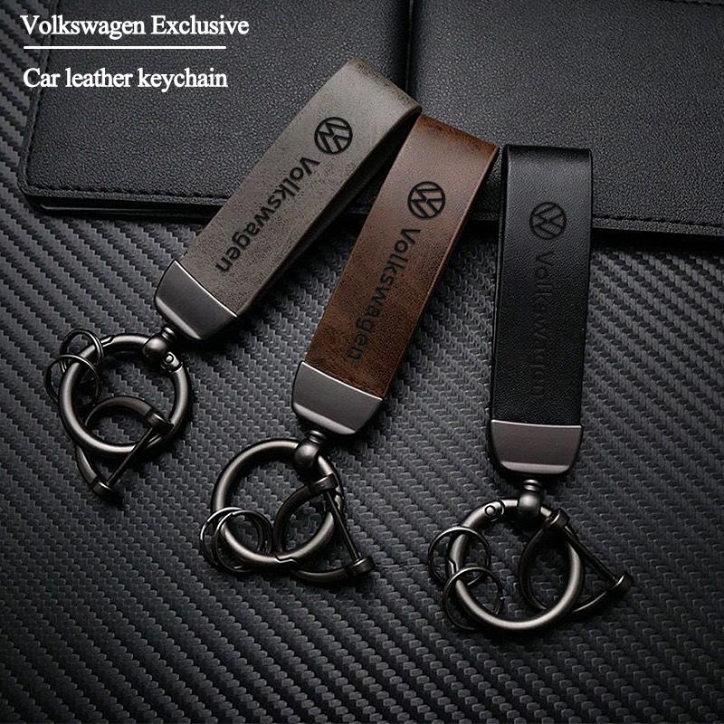 VW Logo Car Key Chain Metal/Leather Keyring Auto Interior Accessorie For Volkswagen RLine Golf Amarok T5 ID3 Tiguan Polo Arteon Mc9