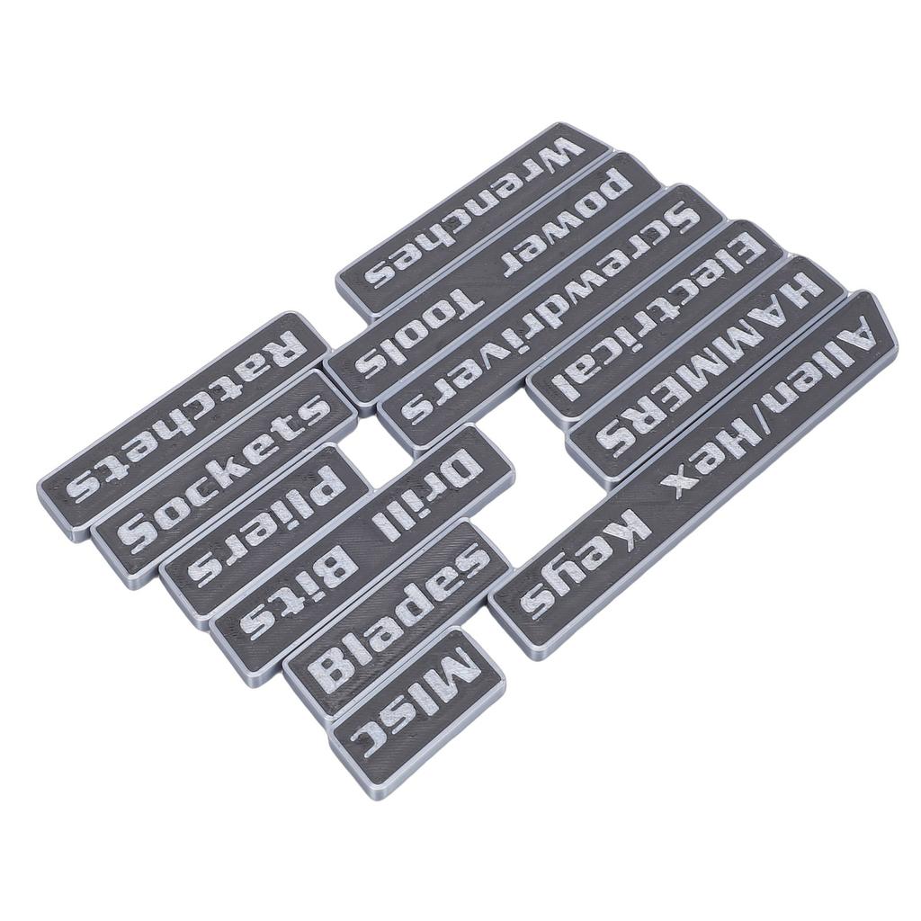 12pcs Magnetic Toolbox Labels Reusable 3D Printed Toolbox Drawer for Steel Tool Boxes Cart Drawers Cabinets