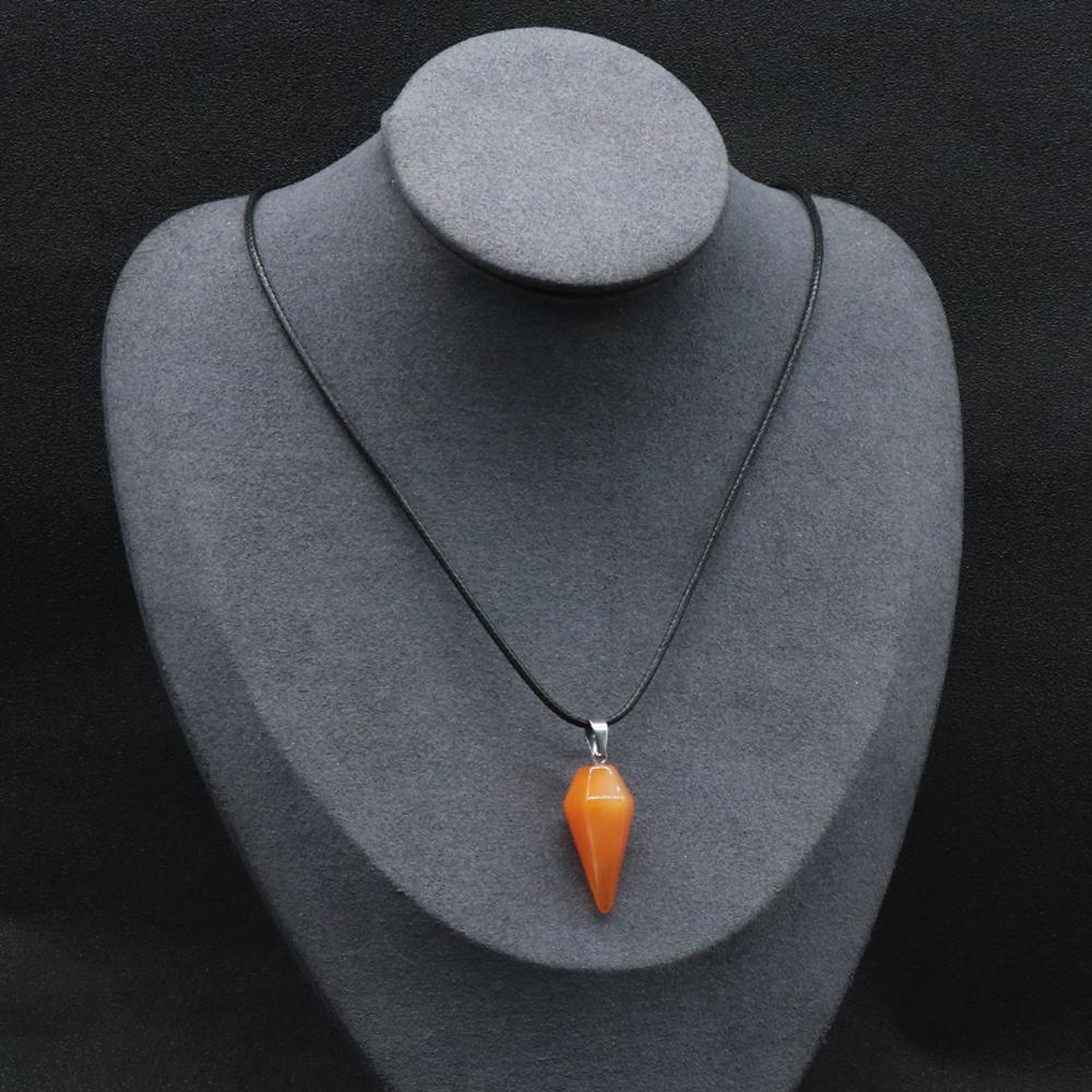 1 szt. Energia Kamień Naturalny Stożek Naszyjnik Wisiorek, Geometryczny Styl Reiki Uzdrowienie Kryształowy Wisiorek Naszyjniki dla Kobiet Mężczyzn Świąteczna Biżuteria Prezenty