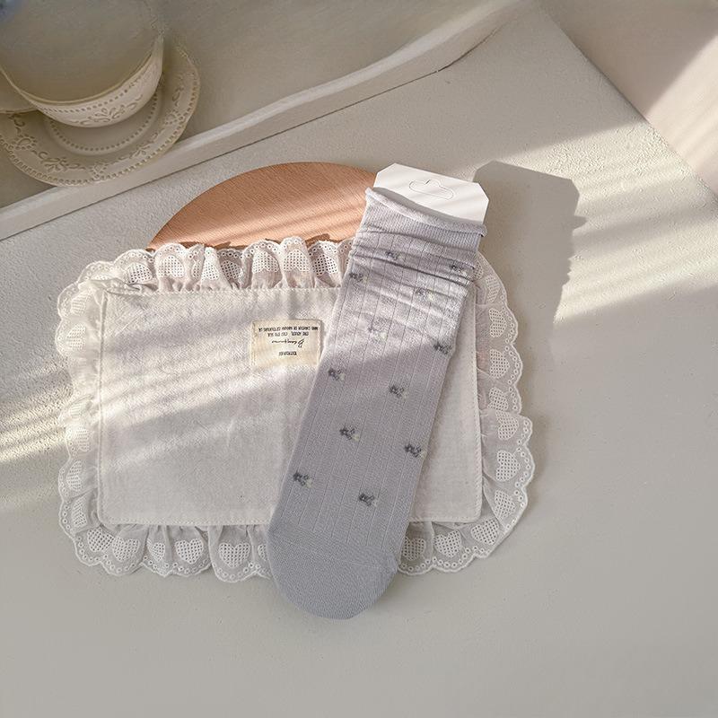 

Sock Children s Summer Floral Rolled-edge Boneless Pile-up Socks, Breathable and Sweat-absorbent, Thin Style with Mesh Holes. 1 pair светло-серый