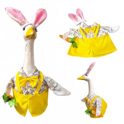 Easter Bunny Costume Set for Porch Goose - Adorable Spring Outfit with Headband for Garden Decor Outdoor Yard Display