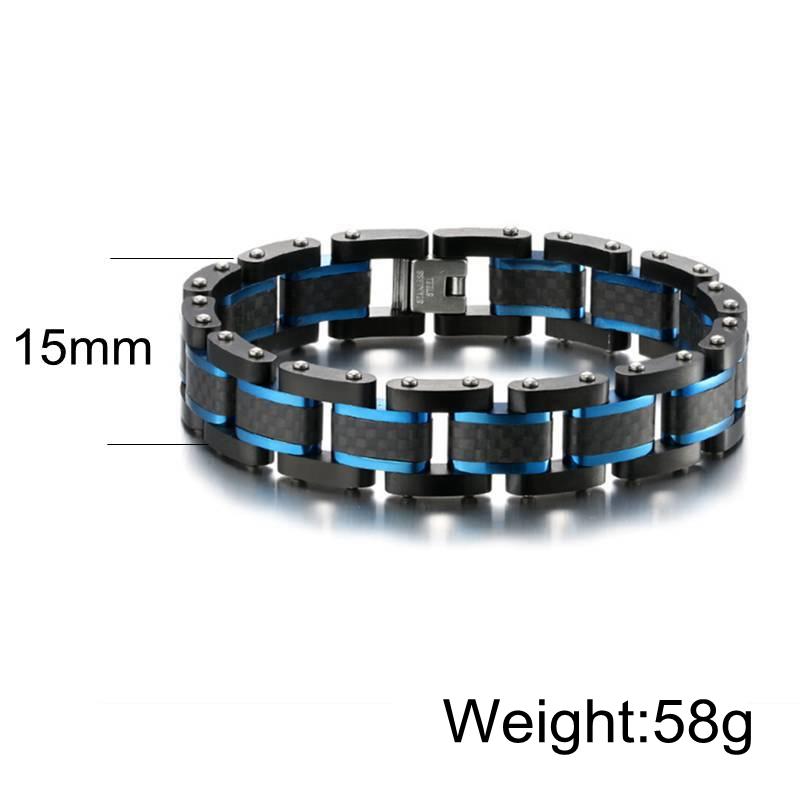 olid carbon fiber Bracelet Stainless Steel Biker Bicycle Motorcycle Bracelets High Quality Punk Men's Jewelry