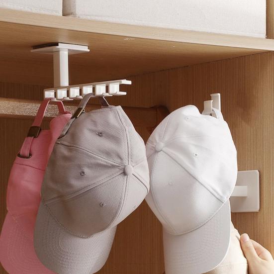 Wall-Mounted Cap Organizer Headband Holder Hat Bag Hanger with Multiple Hooks for Scarves Belts Hair Ties
