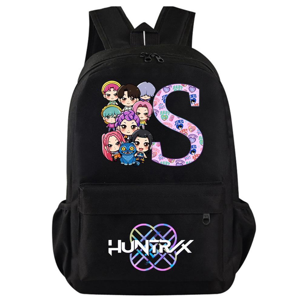 26 English Letter Kpop Demon Hunters Printed Backpack for Teenager Student Girl Boy Bookbag Schoolbag Women Large Capacity Travel Bag Kid Gift Rucksak