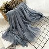 Personalized hand-painted cotton scarf women's short beard gradual change color travel shawl Yunnan Dali blue and white tie-dyed silk scarf