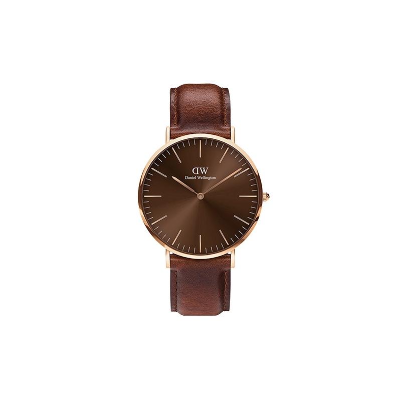 DANIEL WELLINGTON CLASSIC Series Watch Quartz Movement Leather Strap 40mm Black Dial Men's Watch Fashionable, Elegant, Simple and Versatile DW00100627