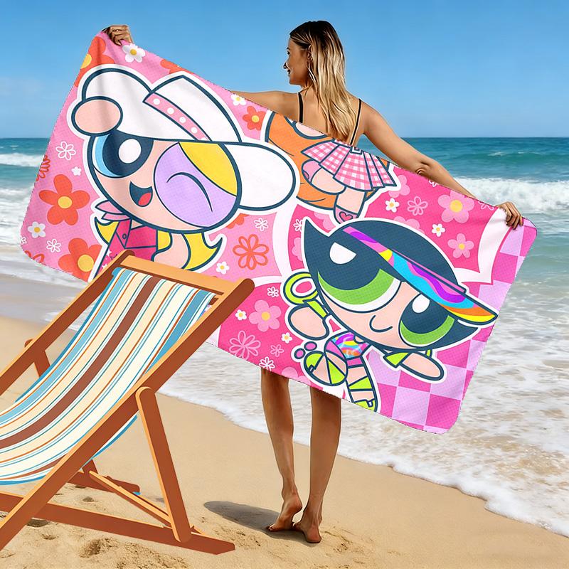 The Powerpuff Girls Print Beach Towel, Large Soft Quick Dry Towel for Beach Camping Swimming
