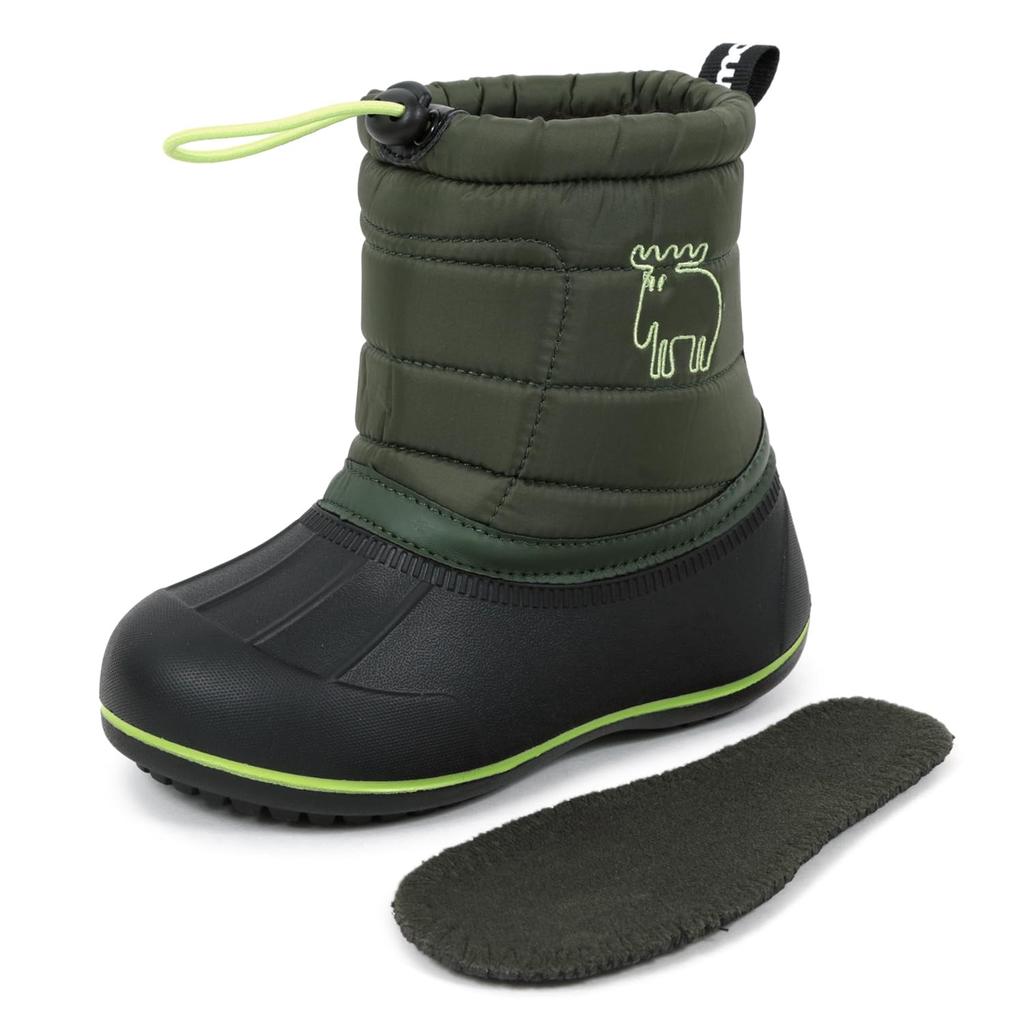 Down Boots with inner fleece elastic drawstring warm winter cm [MOZ] Bean, lining, closure, boots, kids' size, khaki, 18.0