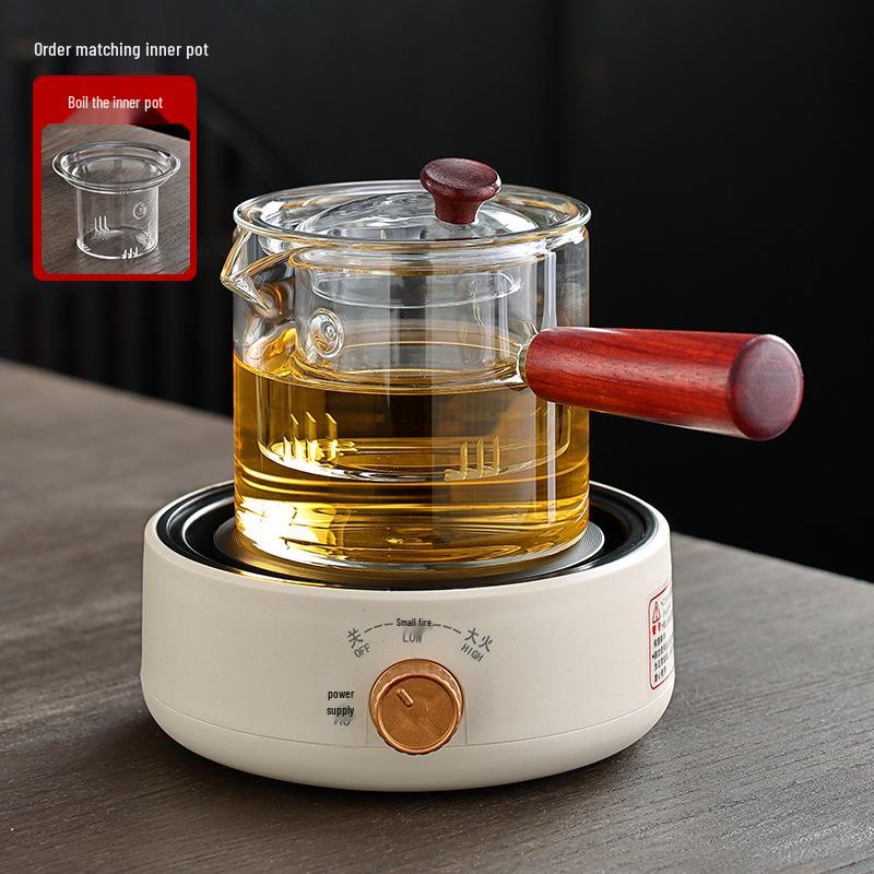 Compact Electric Ceramic Tea Brewer with Glass Teapot - Ideal Tabletop Stove & Mini Water Boiler