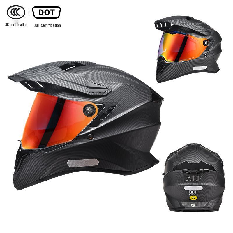 A-Class Unisex Motorcycle Helmet: Double Visor Full Face for Touring & Off-Road Use