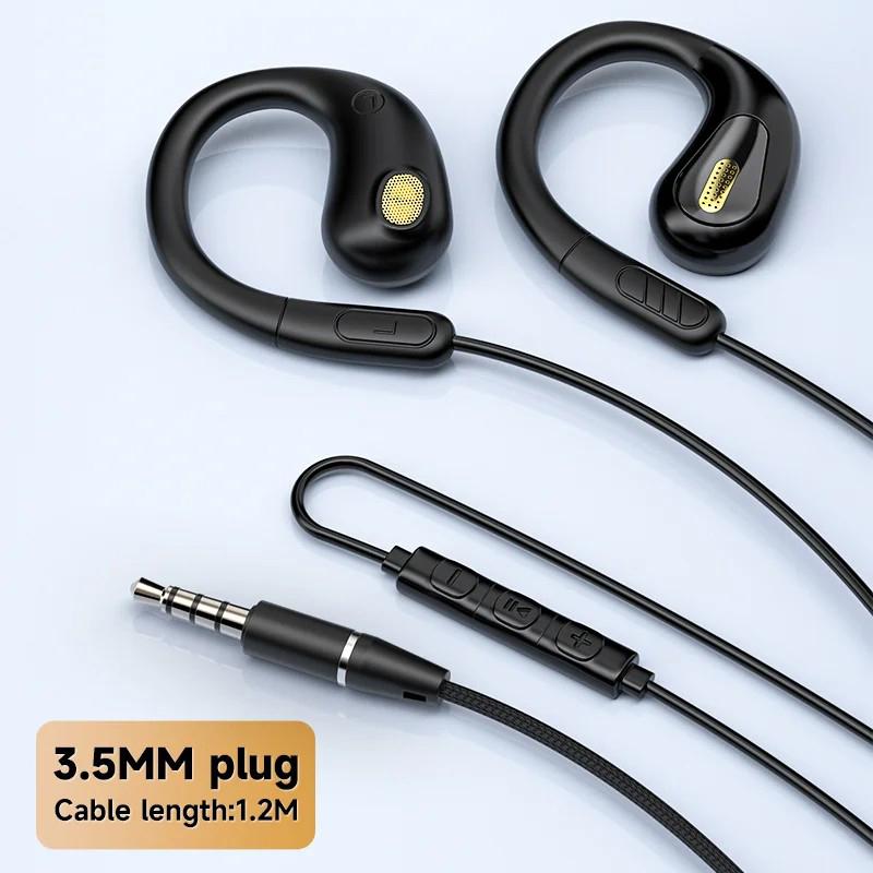 Fones de Ouvido com Fio Tipo Clip-on Tipo C e 3,5 mm Controle 9D Som Surround Fones de Ouvido Esportivos Headset para Gamer Fones de Ouvido ENC com Microfone HD Para Samsung