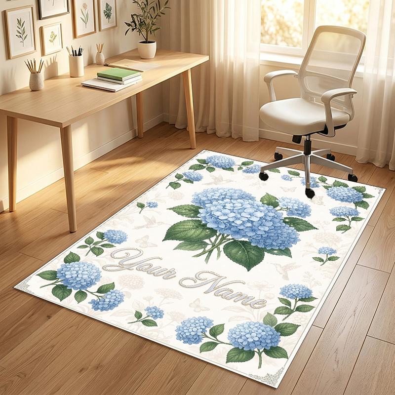 Alfombra de Terciopelo de Cristal con Temática de Jardín Floral Alfombrilla Suave Personalizada con Nombre y Texto Decoración del Hogar