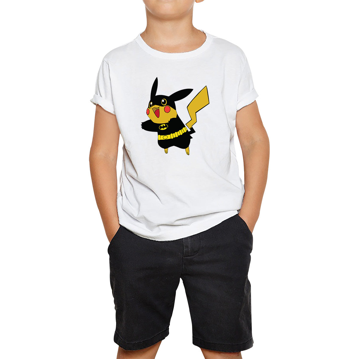 

Pokémon Pikachu Batman Dc Comics Pikachu X Batman Mashup Pika-Bat Parody Kids T Shirt 150