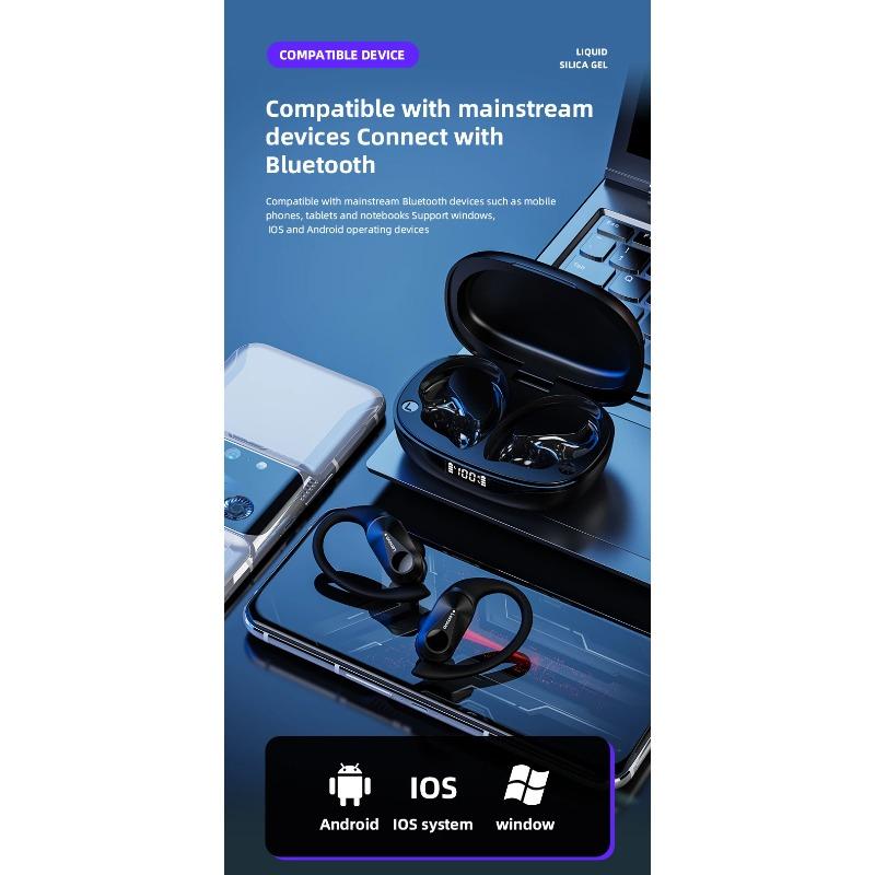 Lenovo LP75 Wireless Headphones TWS Bluetooth 5.3 Hifi Stereo Noise Reduction Earphones Gaming Sports Ear Hook with Mic Earbuds