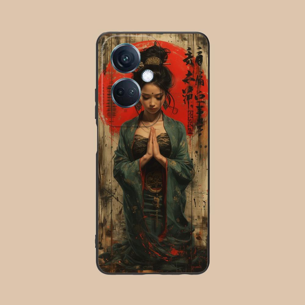 Retro Tattoo Girl Mobile Phone Case for OPPO Reno 14 13 12 11 10 9 8 7 6 5 F T Pro 5G Colorful Printing Cover Cellphones Luxury