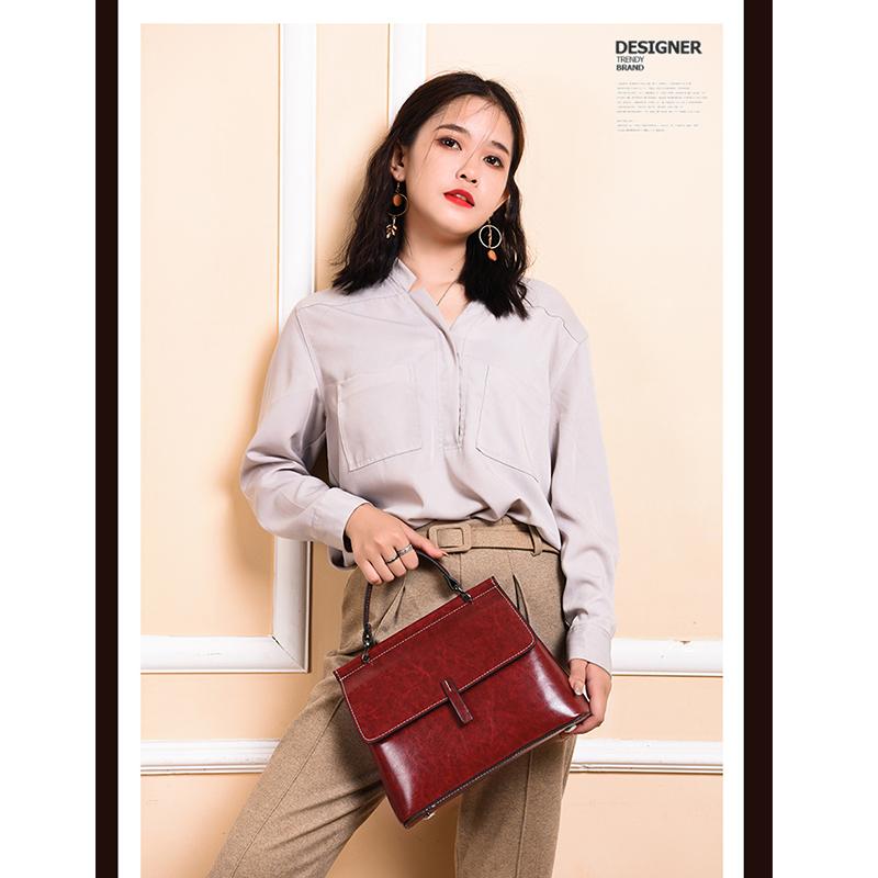 Korean Version of Cowhide Ladies Handbag Trendy Fashion Shoulder Bag