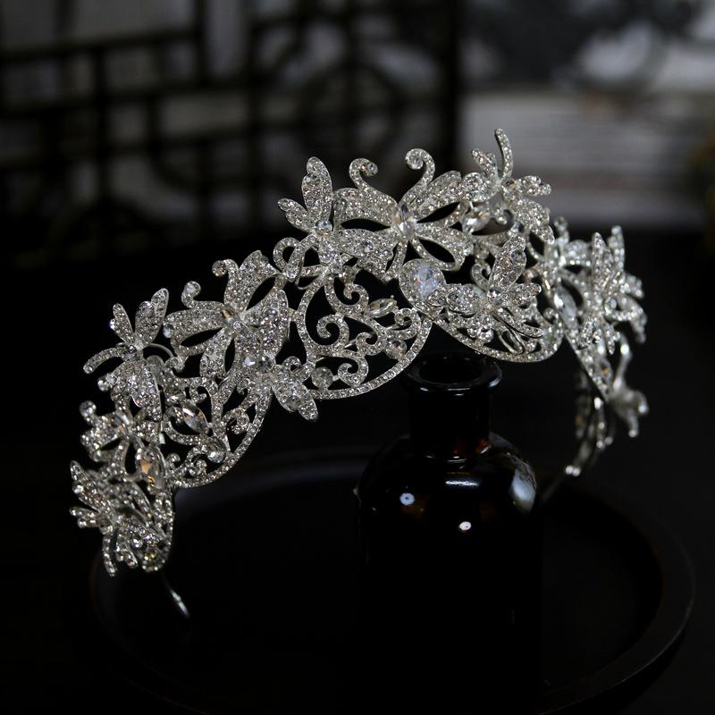 

New Luxury Double Layer Three Dimensional Dragonfly Bridal Wedding Crown Headdress Crown Tiara Hair Accessories