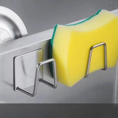 4 Stuks Roestvrij Staal Sponsrekjes Zonder Boren en Plakken Keuken Spoelbak Afdruiprek Opslag Spoelbak Wandmontage Sponsrek