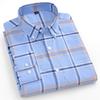 8XL 100% Cotton Oxford Striped Plaid Longsleeve Shirt for Men Dress Shirts High Quality Pure Color Business Button Up Shirt