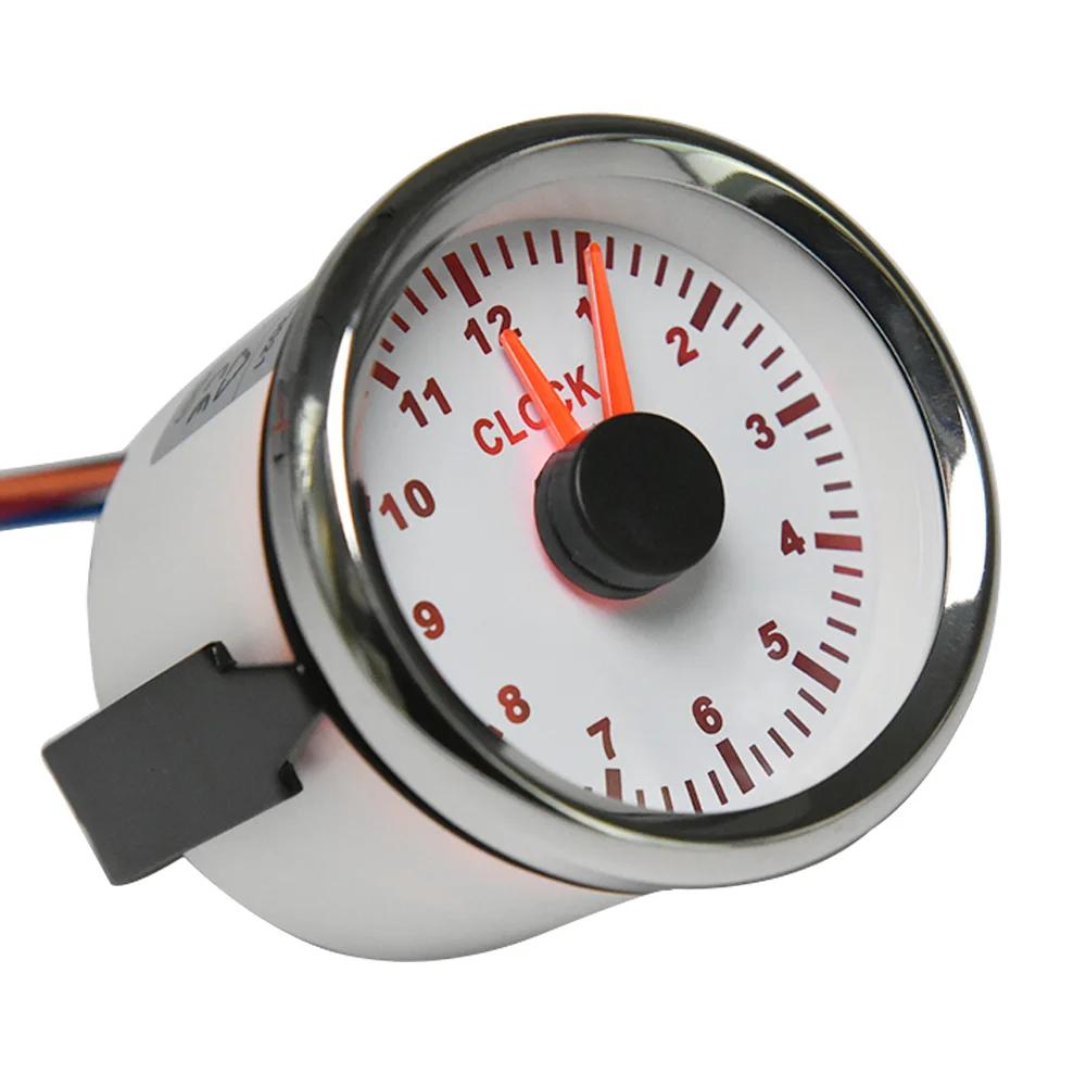 52mm Clock Gauge with Red Backlight 0-12 Hours trument 2inch Hour Meters for Car Boat Yacht Show Clock Meters 9-32V Universal