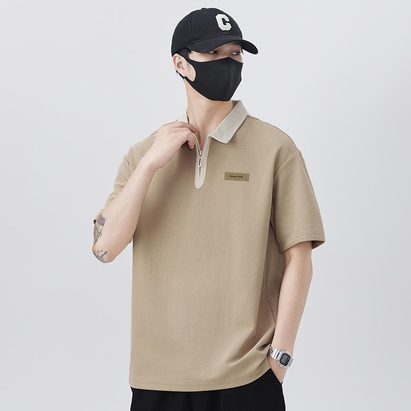 New Summer T-shirt Loose Trendy Semi-zipper Lapel Short-sleeved POLO Shirt T-shirt
