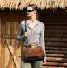 Black Angel Genuine Leather Women's Crossbody Doctor Bag with Suede Buckle