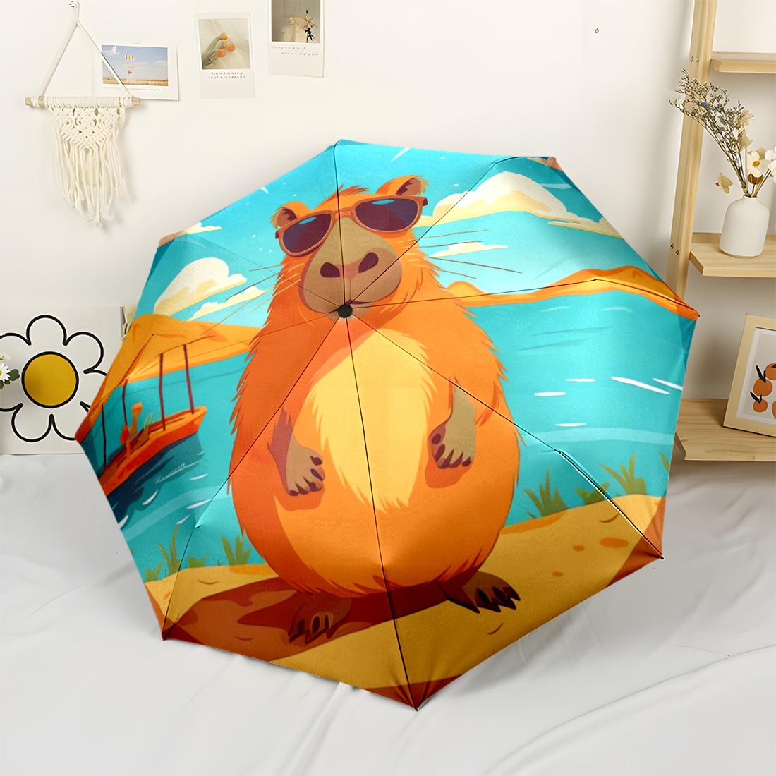 

Beaver Pool Party Outdoor Automatic Umbrella Compact 8 Rib Lightweight Foldable Design All Season Travel Elegant Women s Umbrella Spiritual Gift