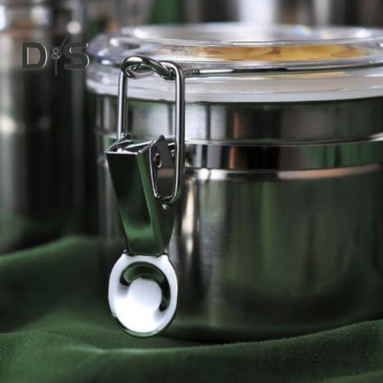 4ks Nerezová vzduchotěsná sada kanystrů Nádoba na potraviny Odolná proti vlhkosti Kuchyňská linka Organizér pro skladování cukru a mouky s průhledným víkem