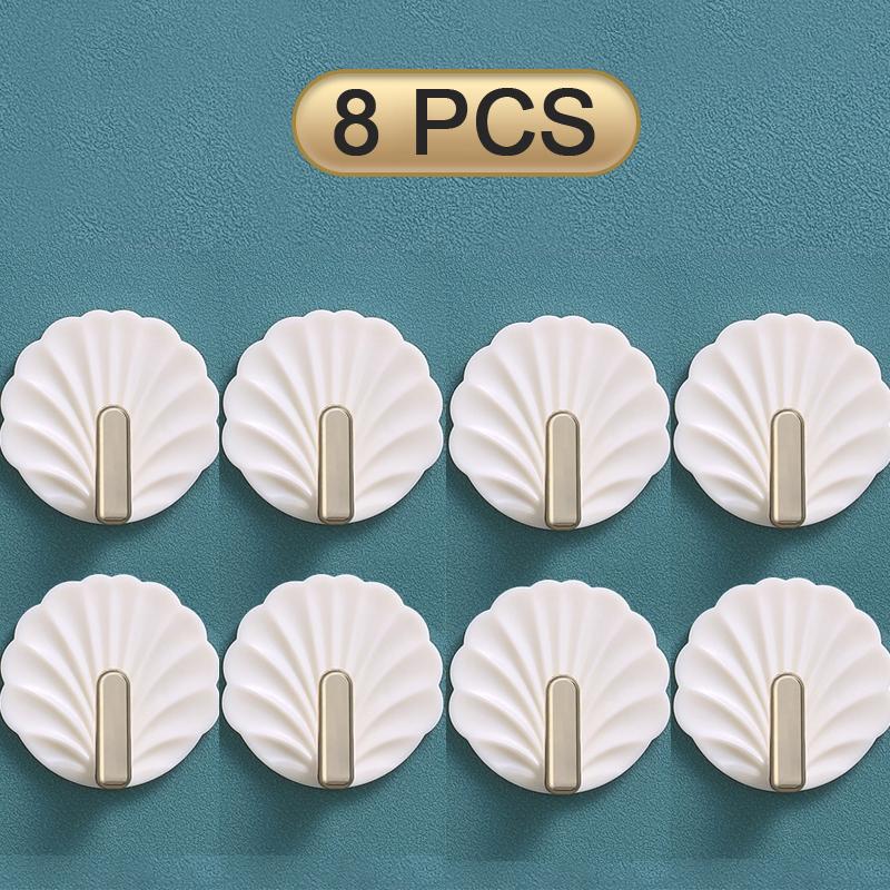 8/4PCS Punch-Free Strong Wall Hooks Luxury Strong Sticky Coat Hanger Rack Clothes Bag Key Kitchen Door Organizer Easy Install