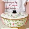 Ningzhao 26cm Enamel Dough Proofing Bowl with Floral Lid