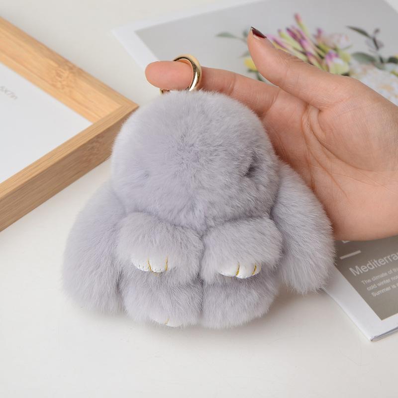 10CM Mini Fluffy Real Fur Pompon Bunny Women Girls Cute Plush Rabbit On Bag Jewelry Wedding Party Toy Kid Gift Bag Charm